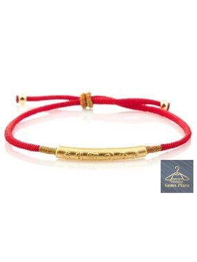 Gold Plated Nylon Cord Adjustable Protection Bracelet - Handmade Buddhist Lucky